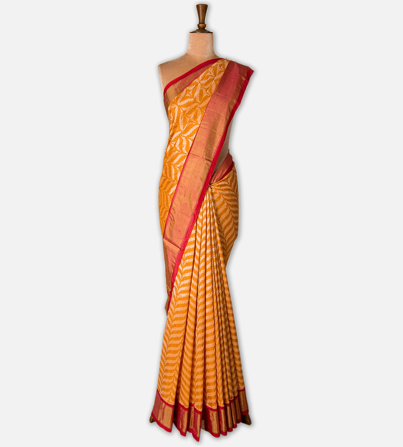 Yellow Ikkat Silk Saree