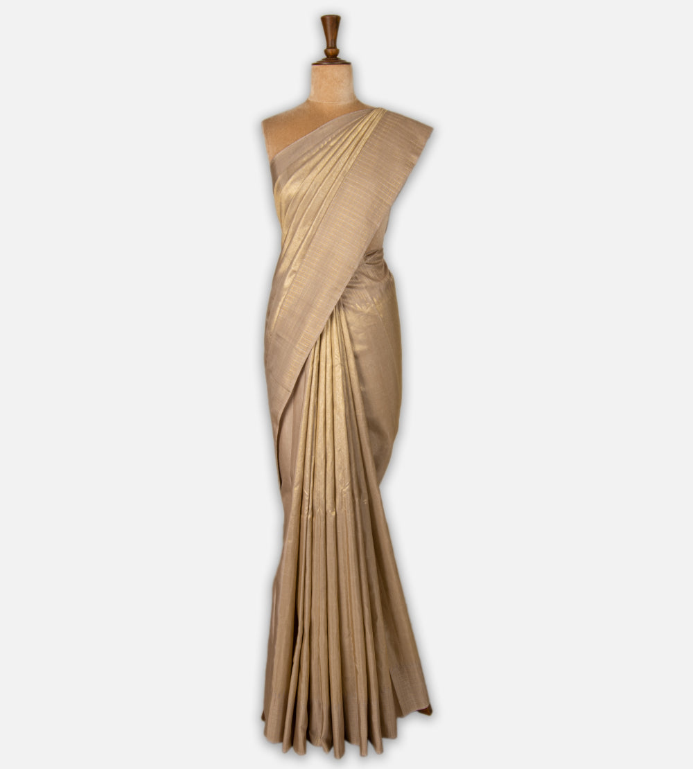 Beige Kanchipuram Silk Saree