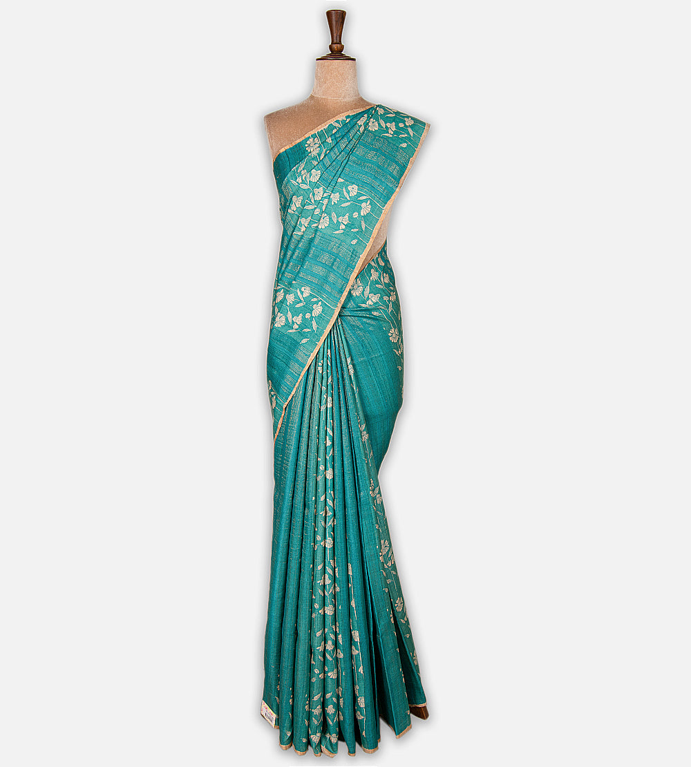 Blue Tussar Saree