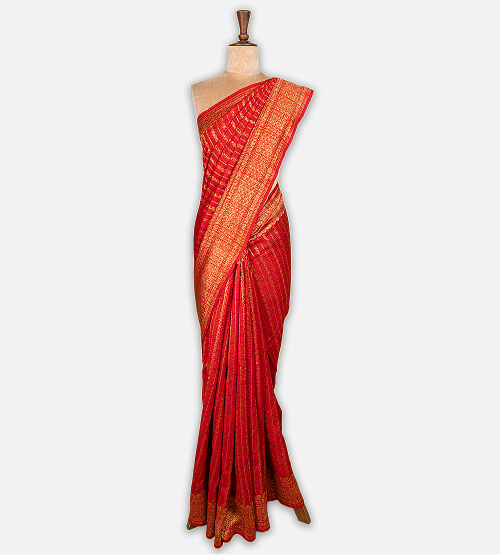 Red Banarasi Tussar Saree