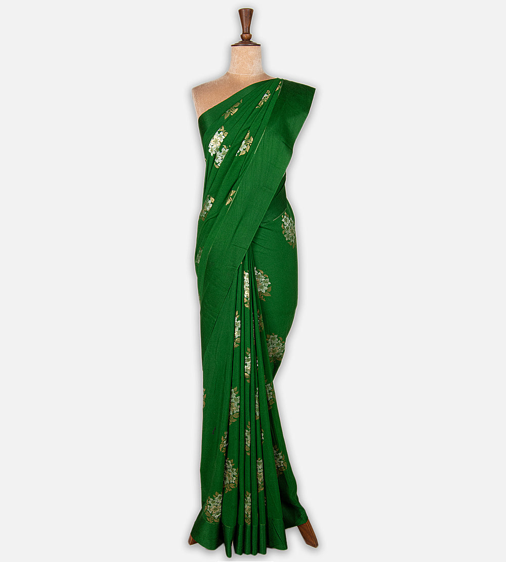 Green  Banarasi Tussar Georgette Saree