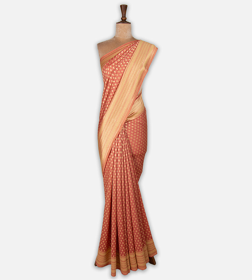 Peach Banarasi Tussar Saree
