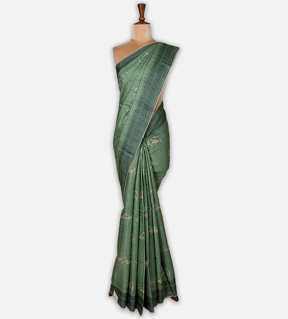 Green Tussar Saree