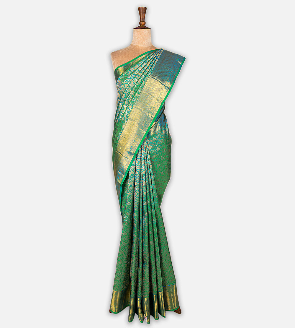 Peacock Green Kanchipuram Silk Saree