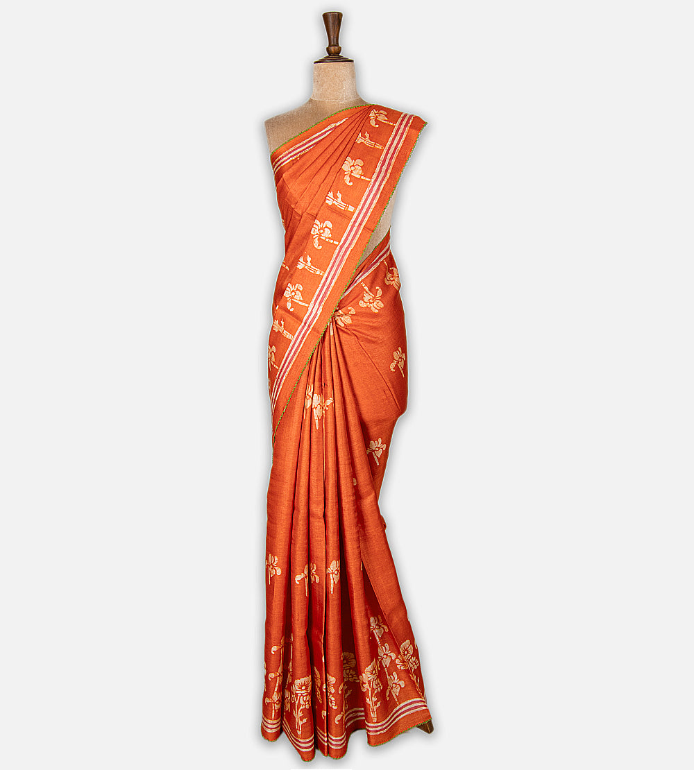 Orange Tussar Saree