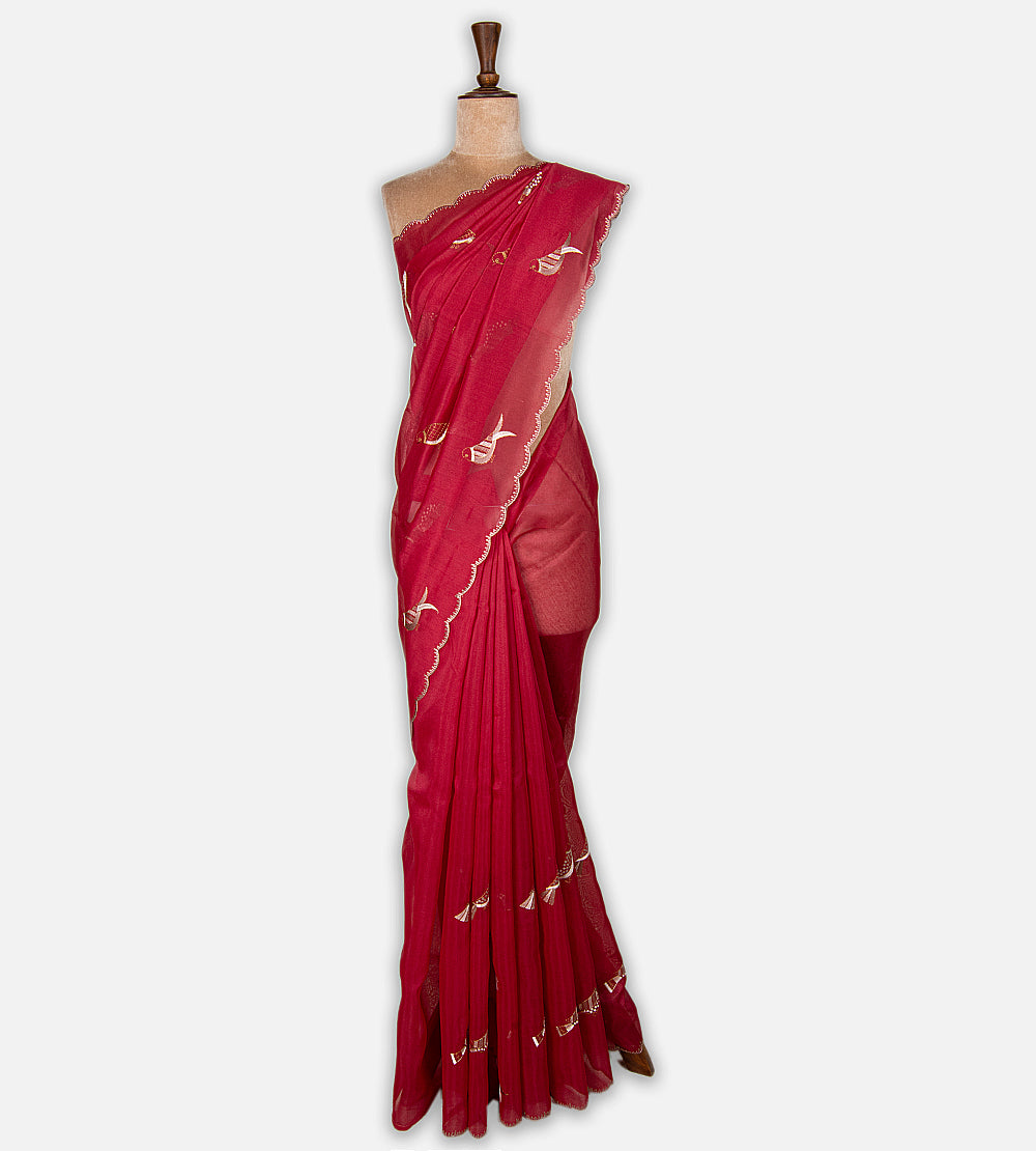 Red Semi Organza Saree