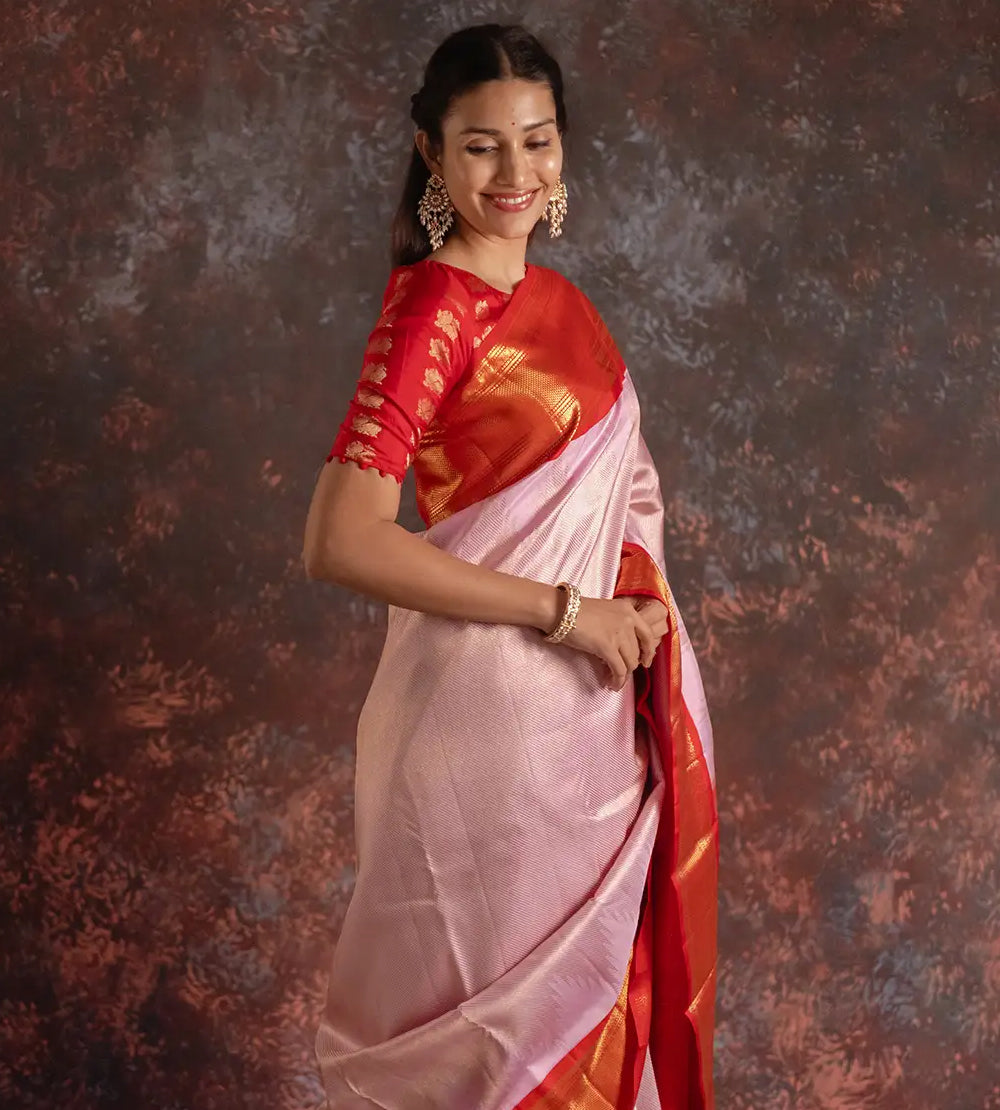 Pink Kanchipuram Silk Saree