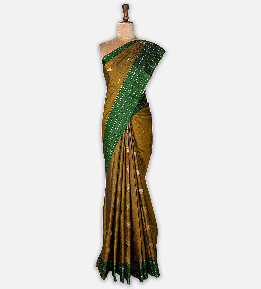 Gold Colour Kanchipuram Silk Saree