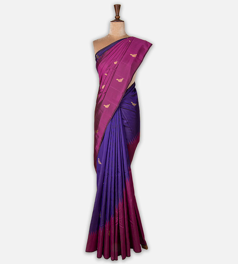 Purple and Pink Kanchipuram Silk Saree