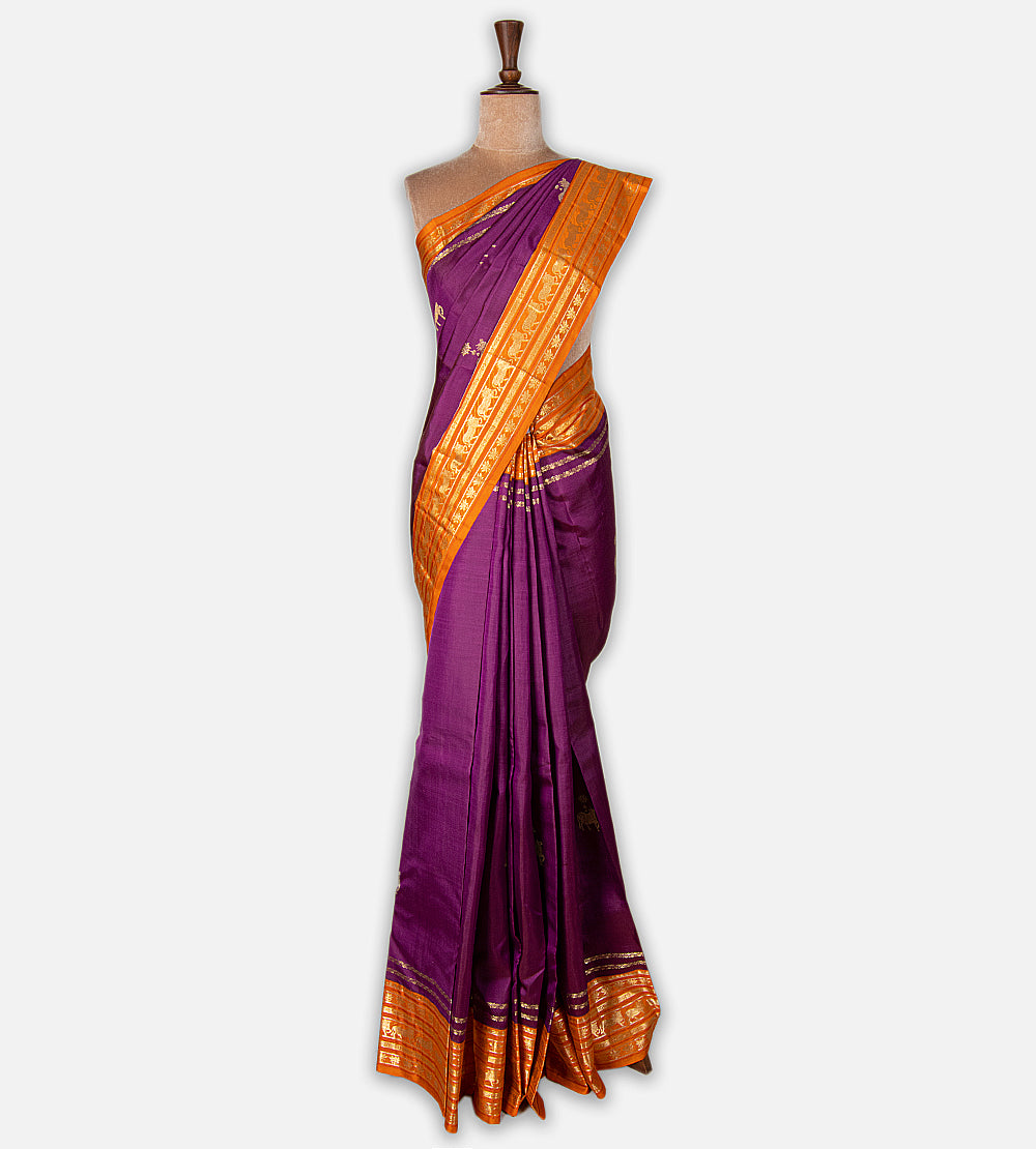 Purple Kanchipuram Silk Saree