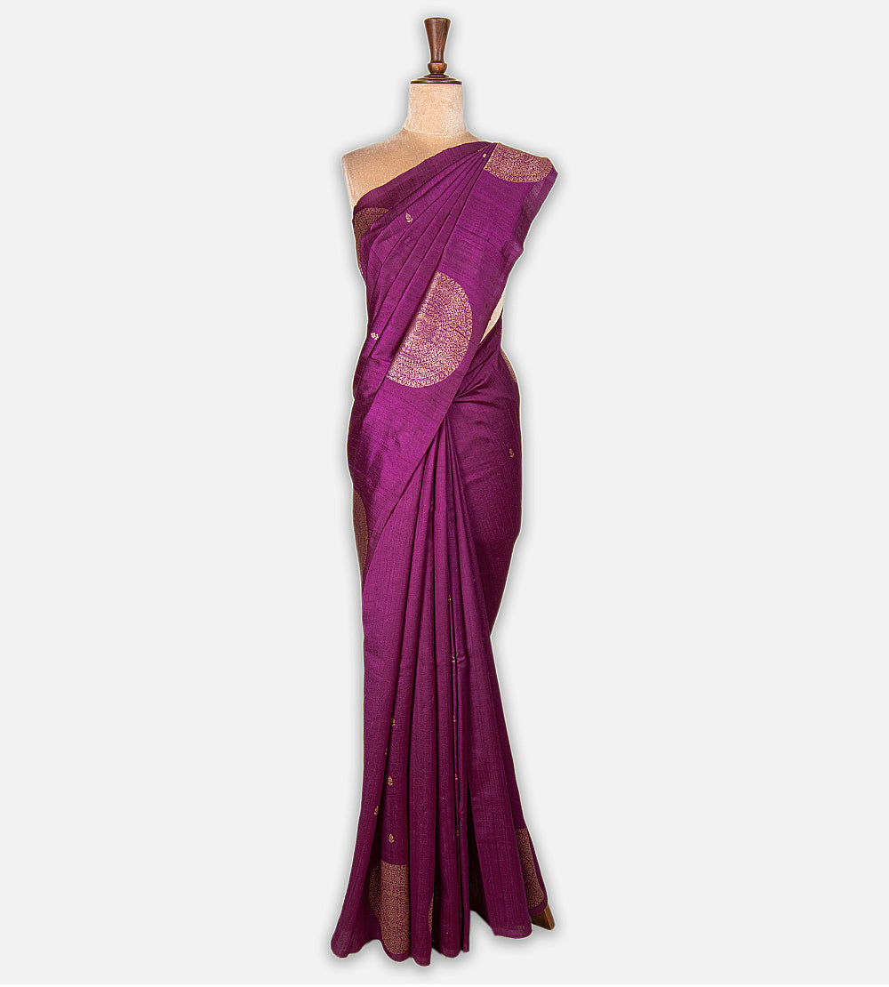 Purple Banarasi Tussar Saree
