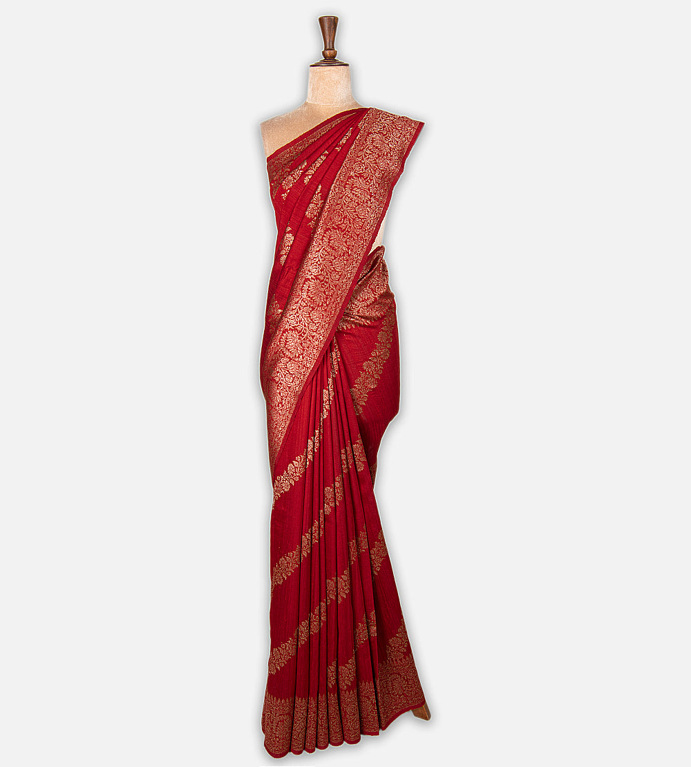 Red Banarasi Tussar Saree
