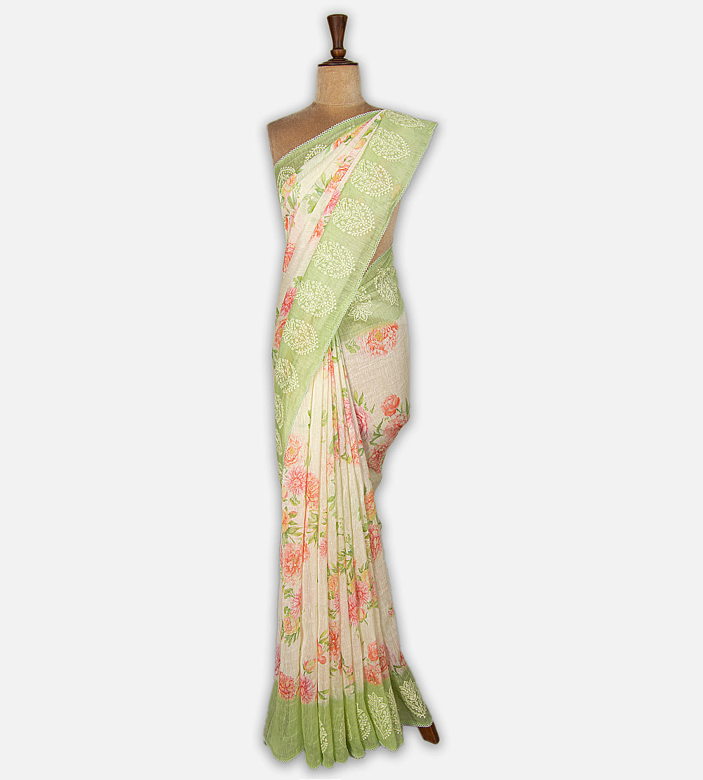 Off-White Linen Saree