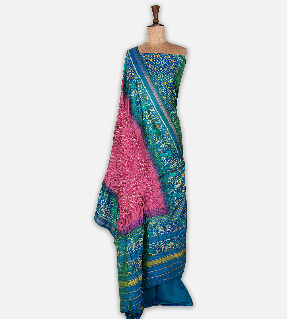 Peacock Blue Patola Silk Salwar