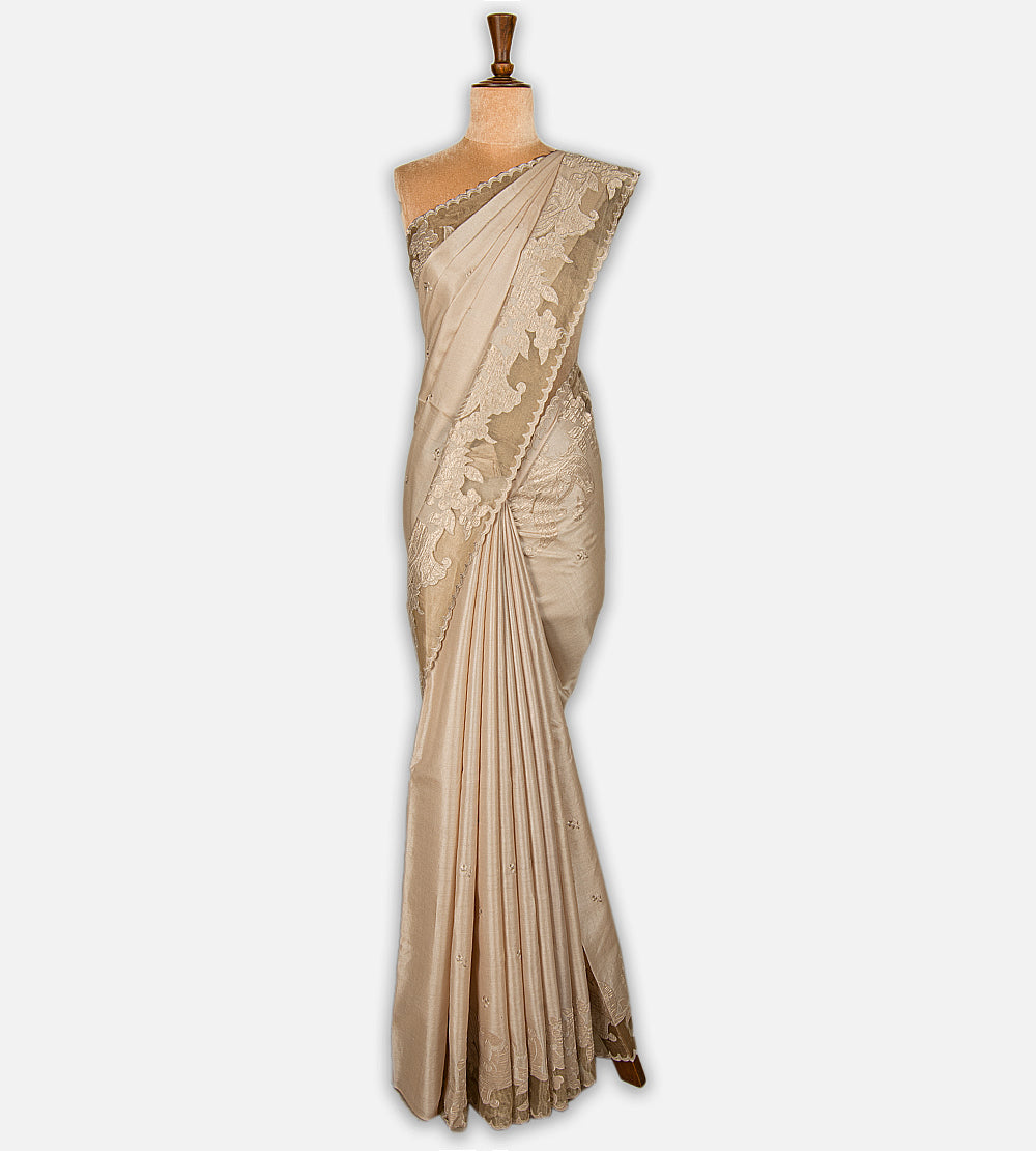 Light Beige Tussar Saree