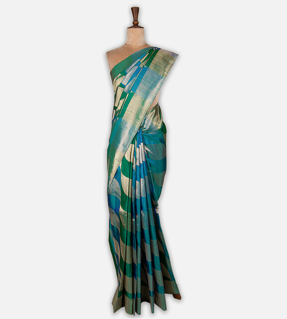 Peacock Blue Kanchipuram Silk Saree