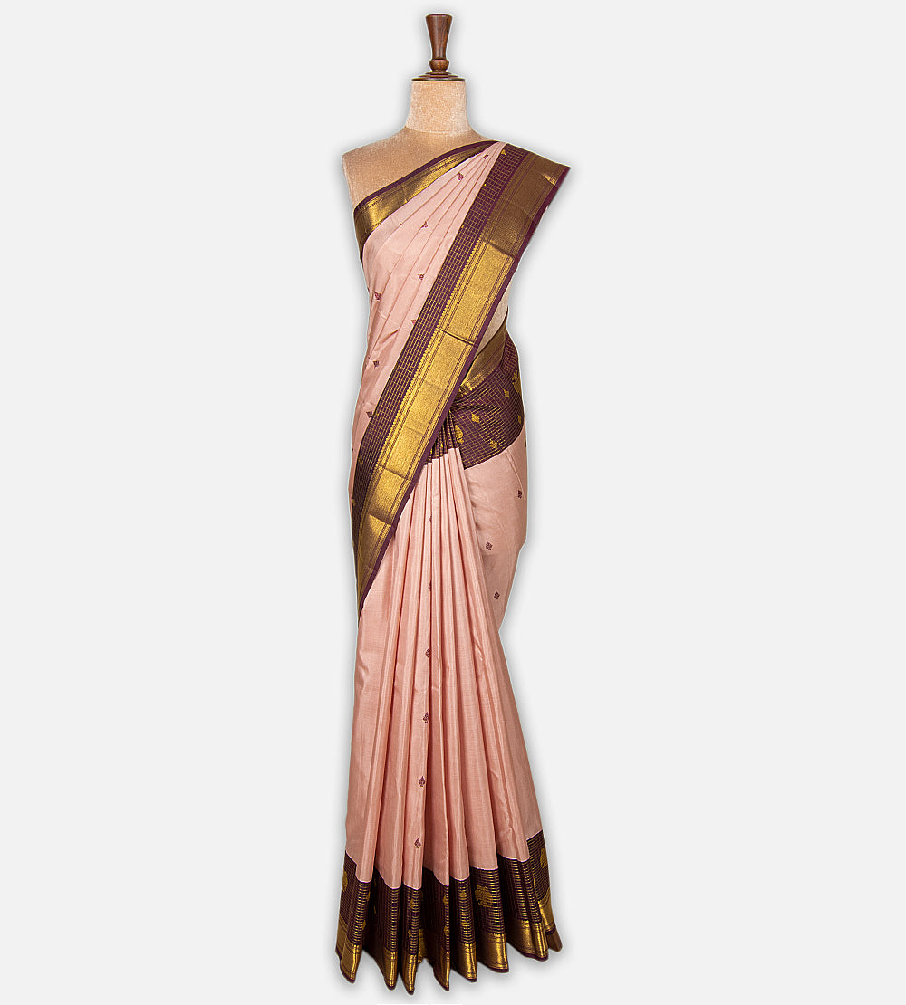 Light Peach Kanchipuram Silk Saree