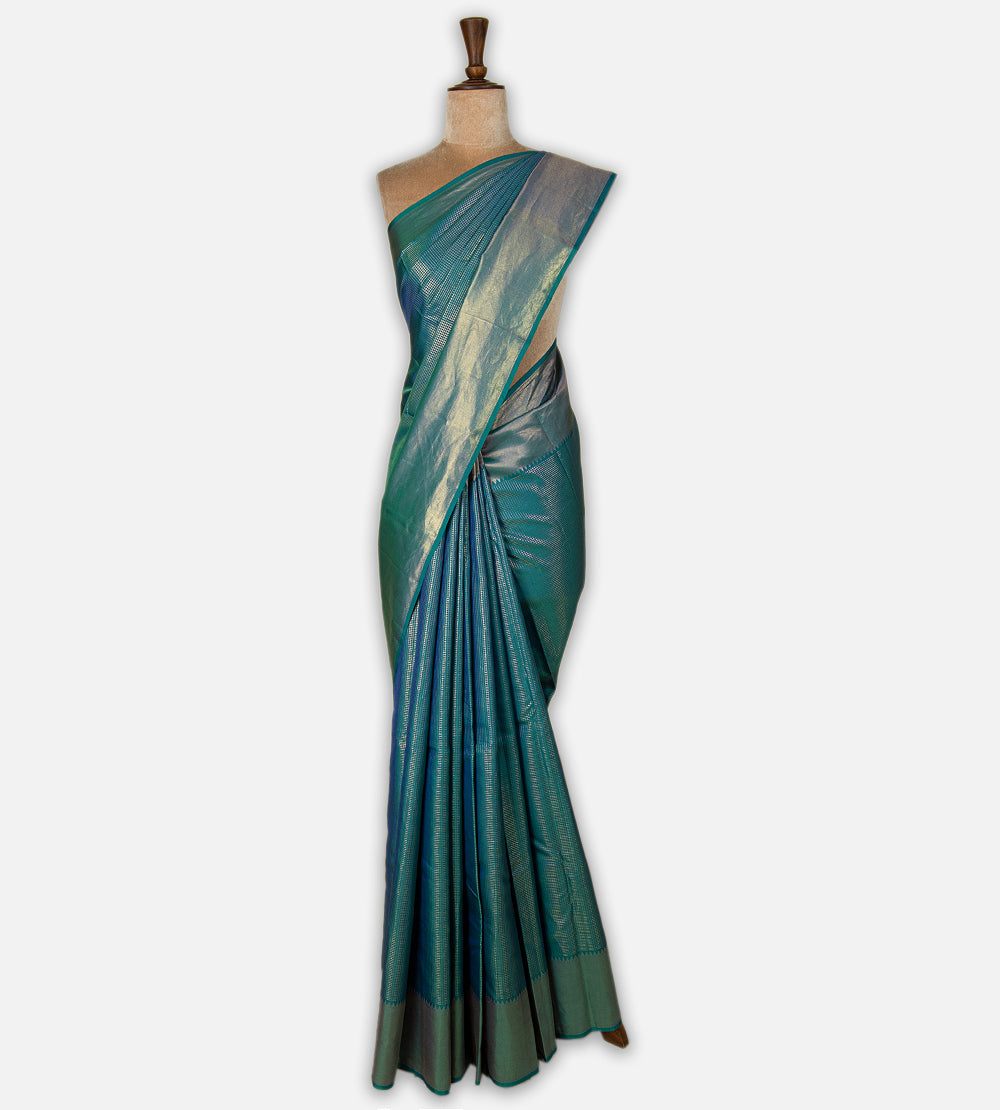 Peacock Blue Soft Silk Saree
