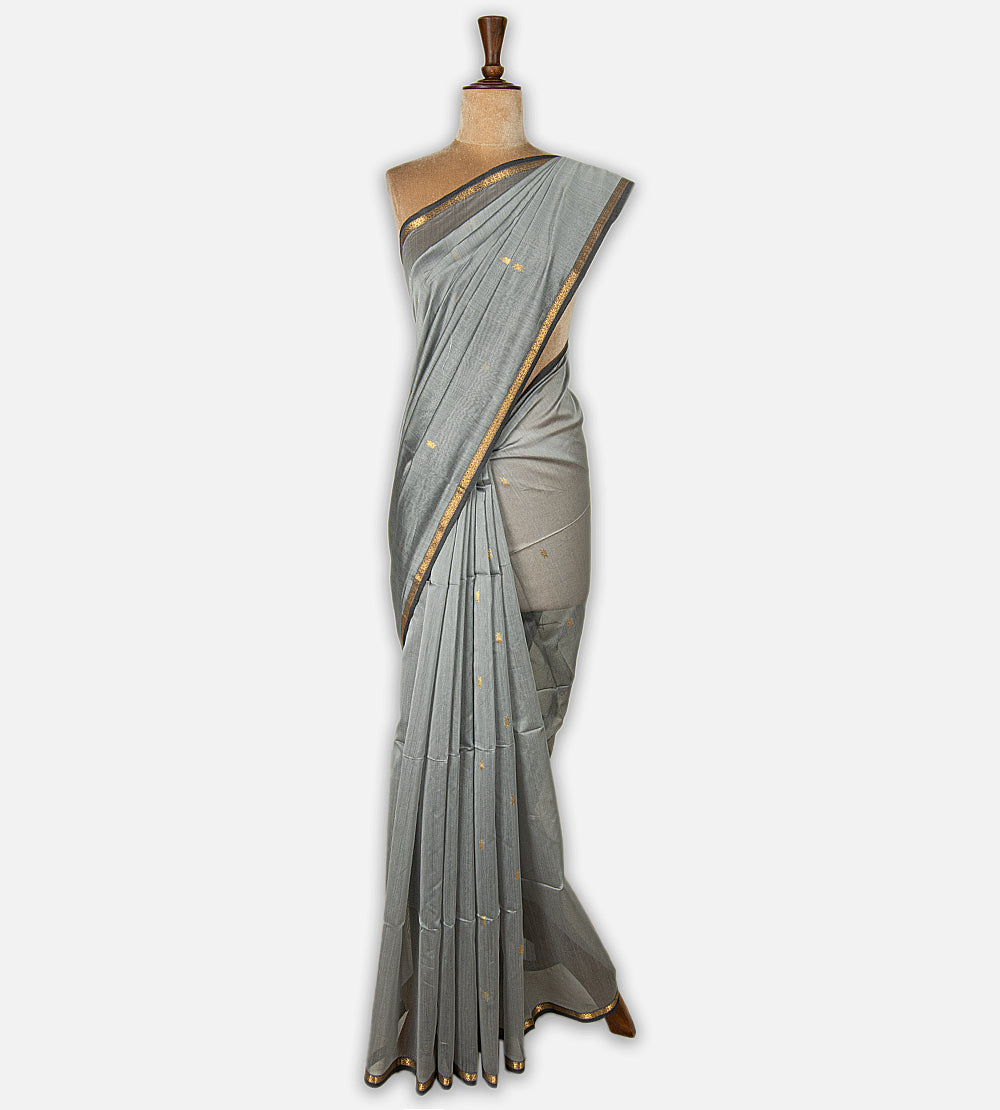 Grey Maheshwari Cotton Saree