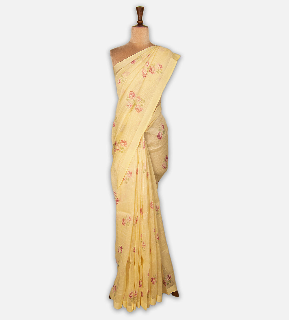 Yellow Linen Saree