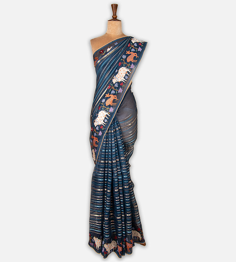 Blue Organza Saree