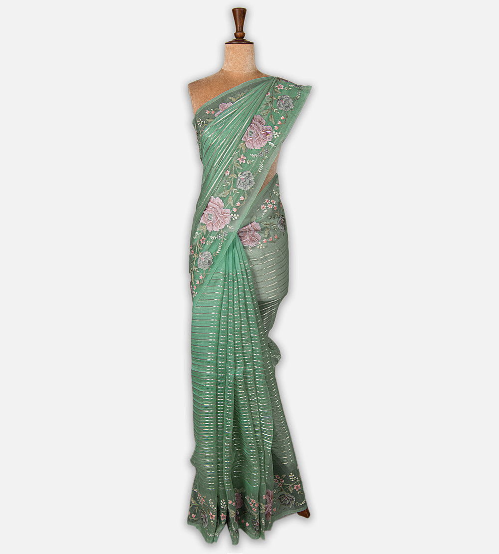Blue Organza Saree
