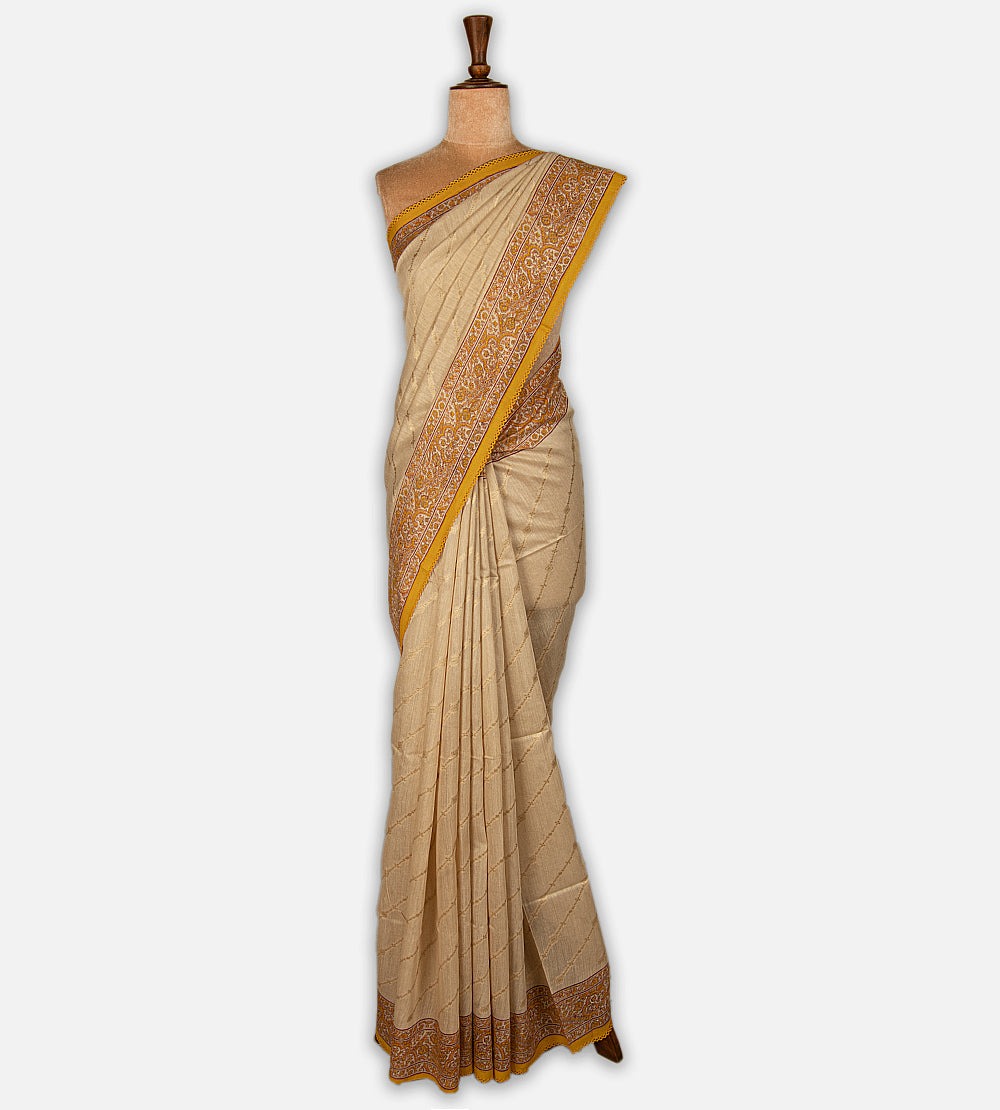 Beige Moonga Tussar Saree