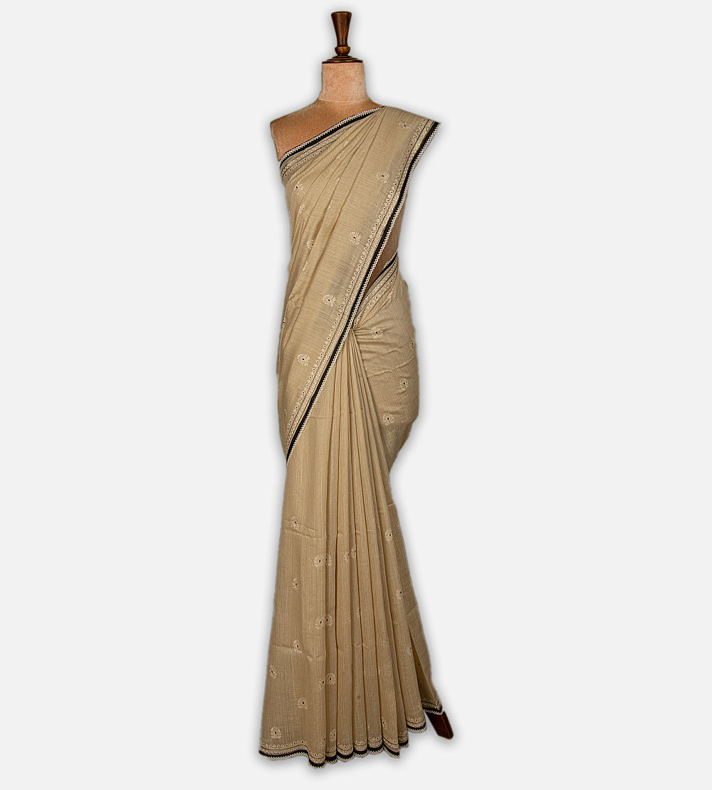 Beige Moonga Tussar Saree