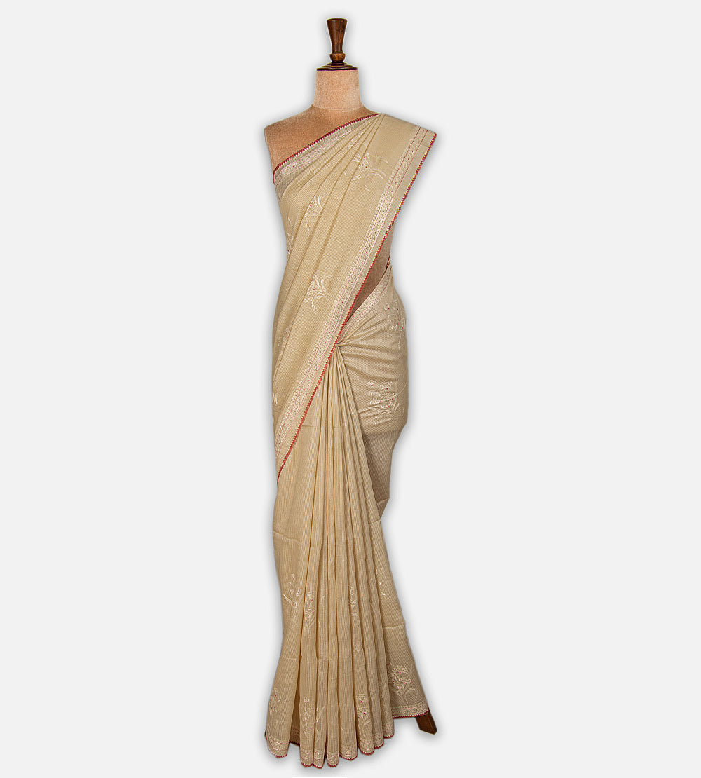 Beige Moonga Tussar Saree