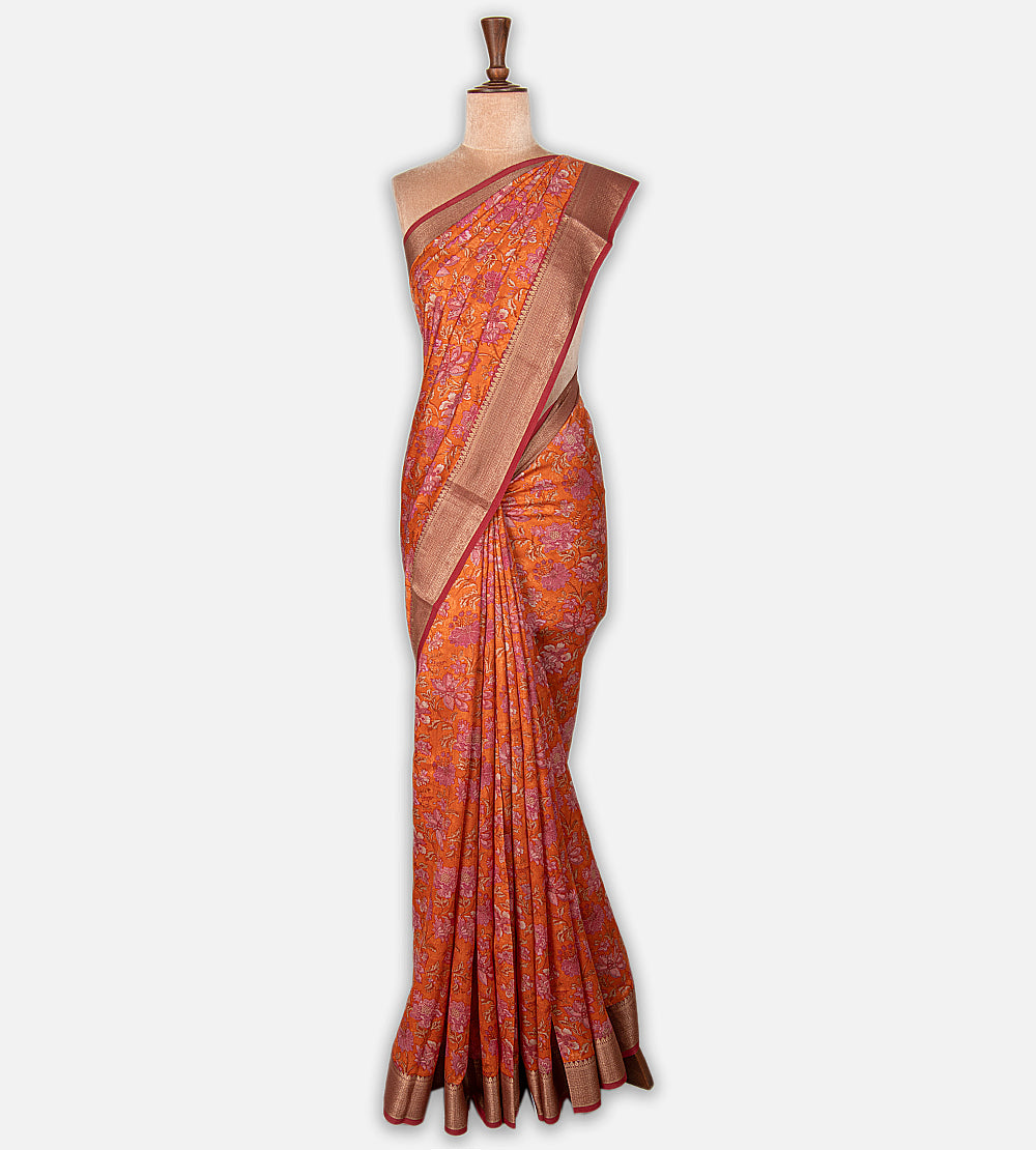 Orange Chaniya Silk Saree