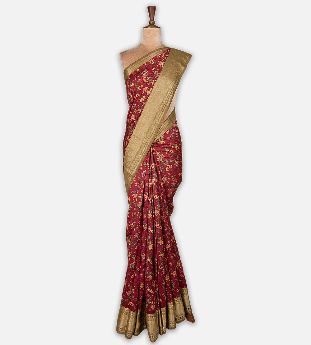 Maroon Chaniya Silk Saree