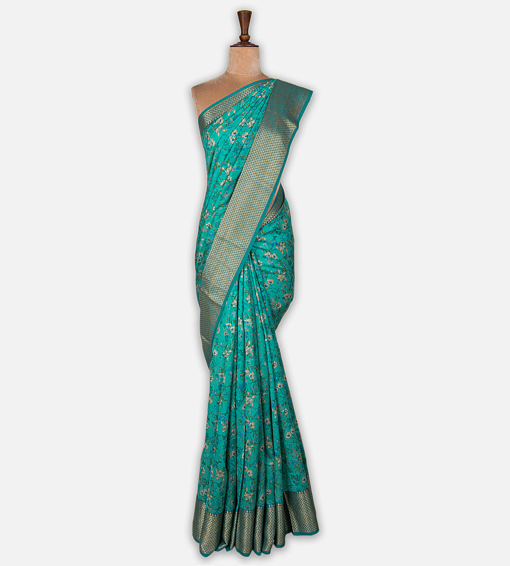 Deep Teal Chaniya Silk Saree