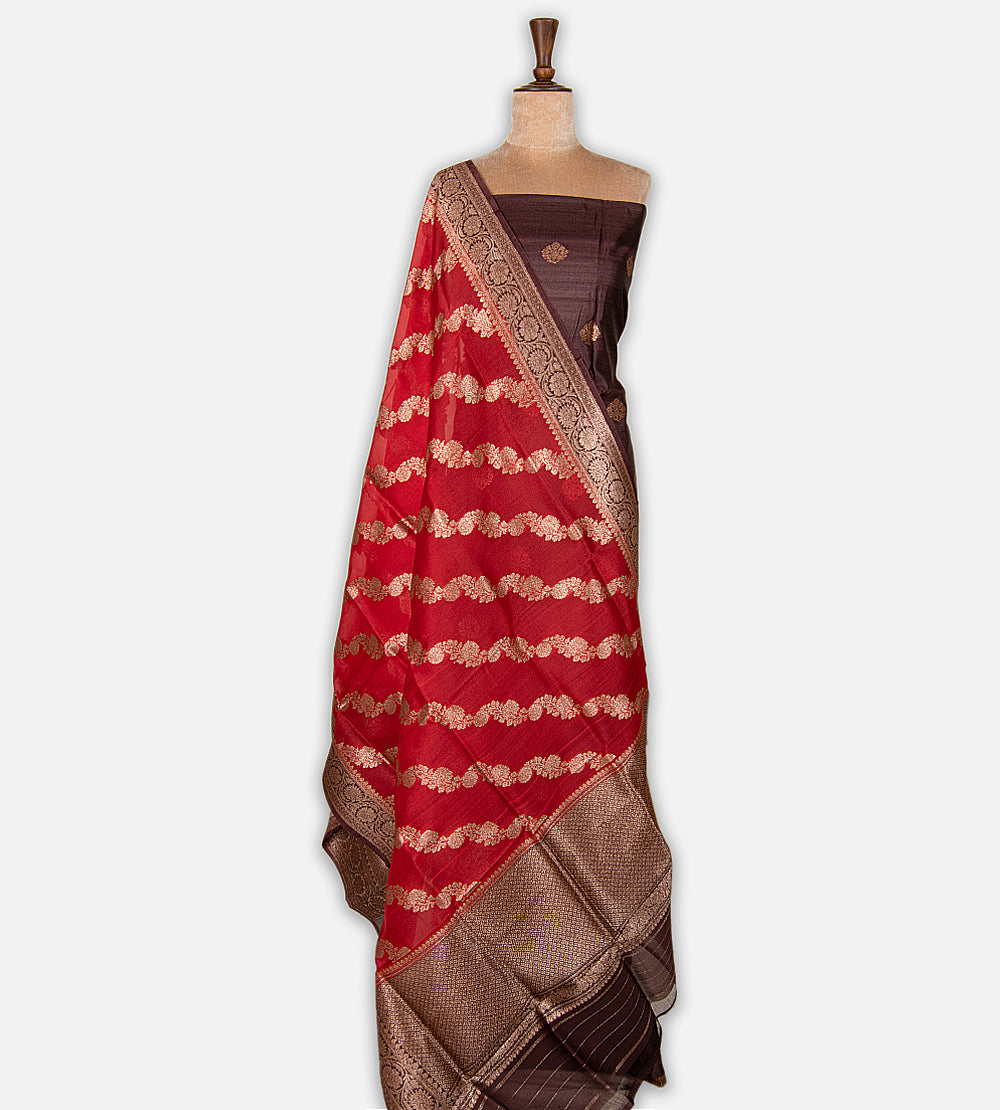Dark Coffee Brown Banarasi Tussar Salwar