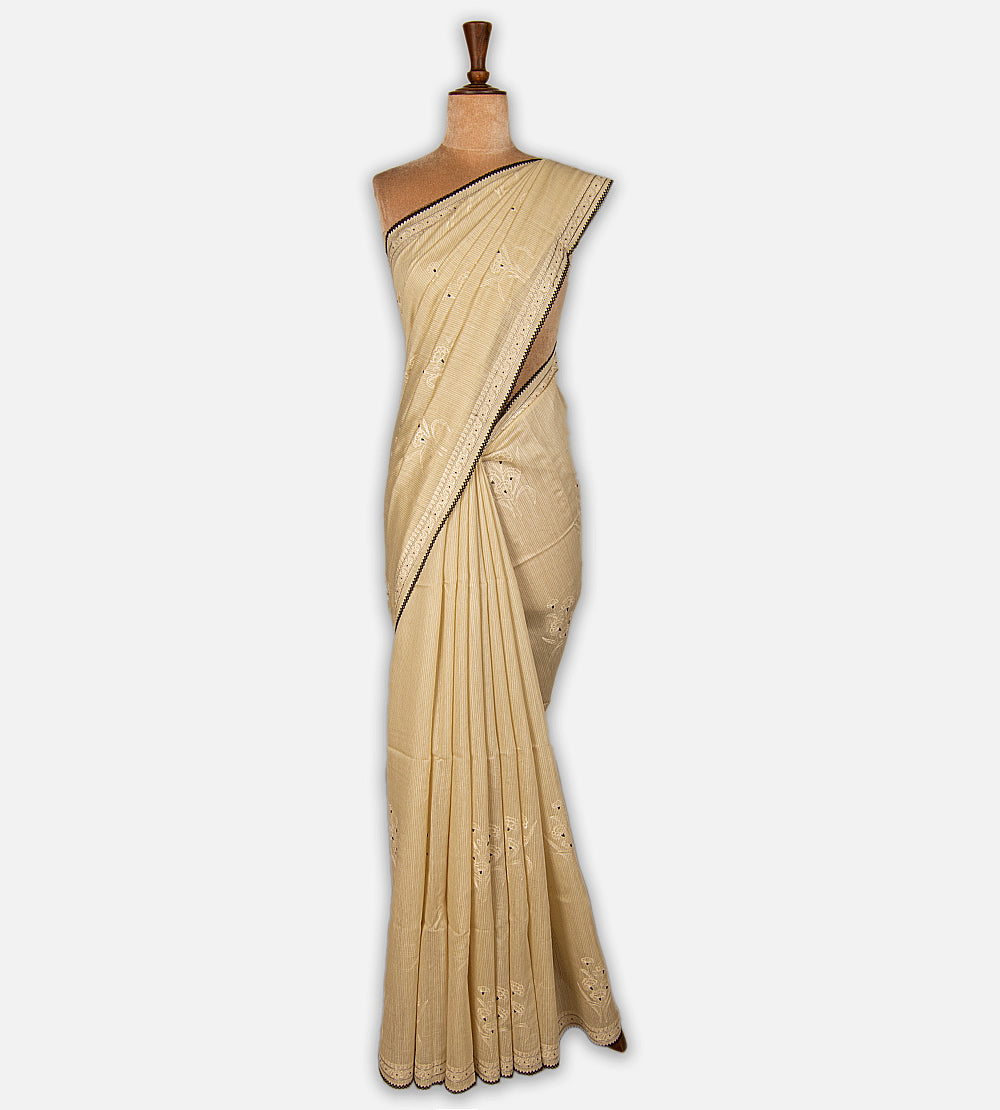 Beige Moonga Tussar Saree