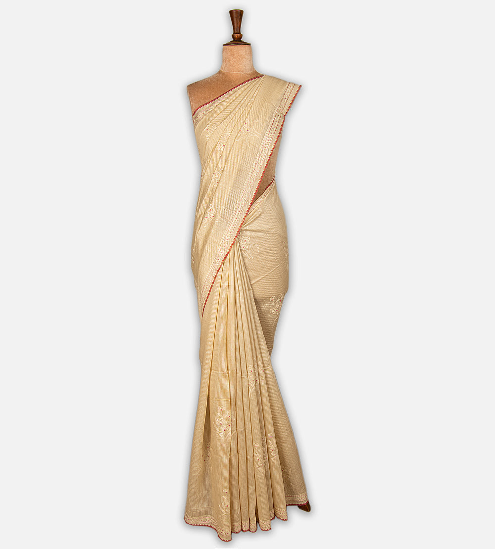 Beige Moonga Tussar Saree