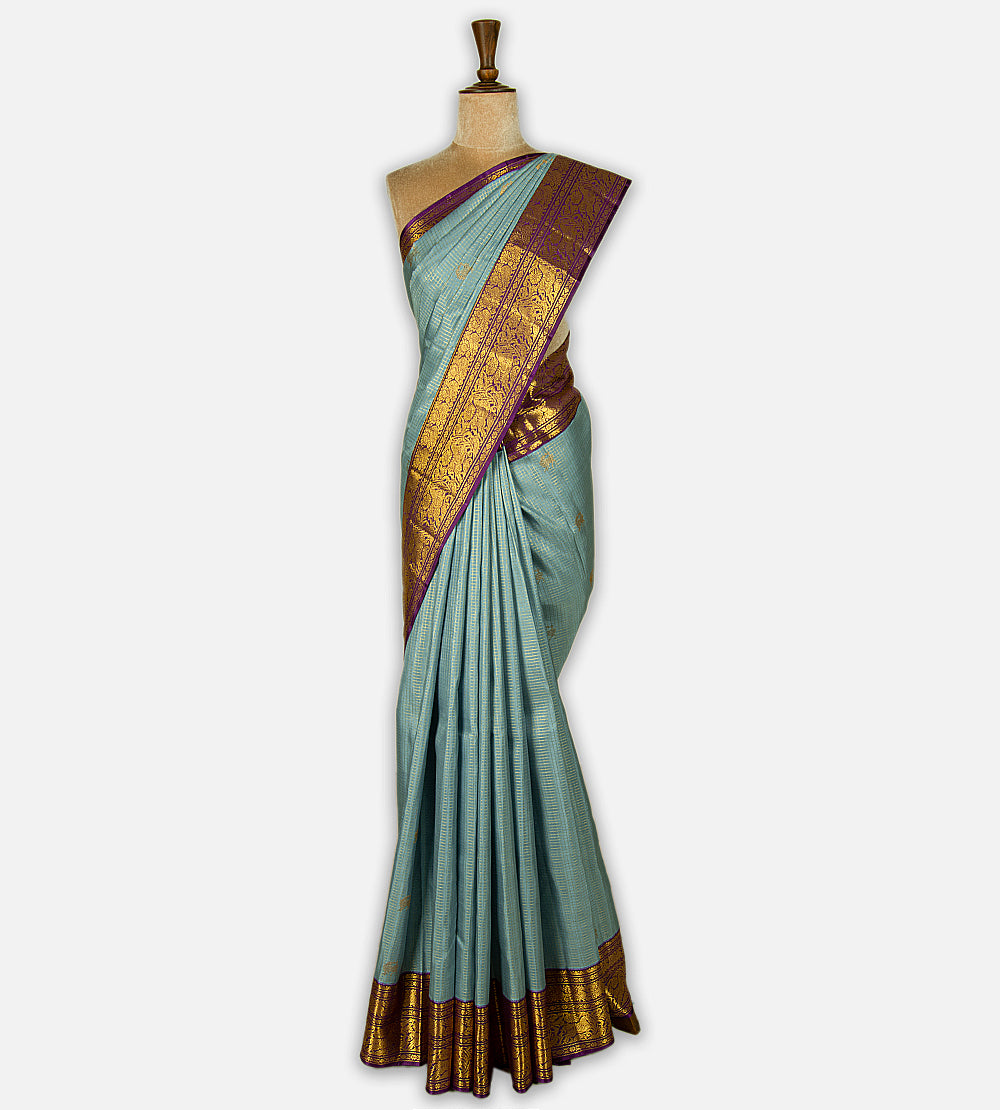 Powder Blue Kanchipuram Silk Saree