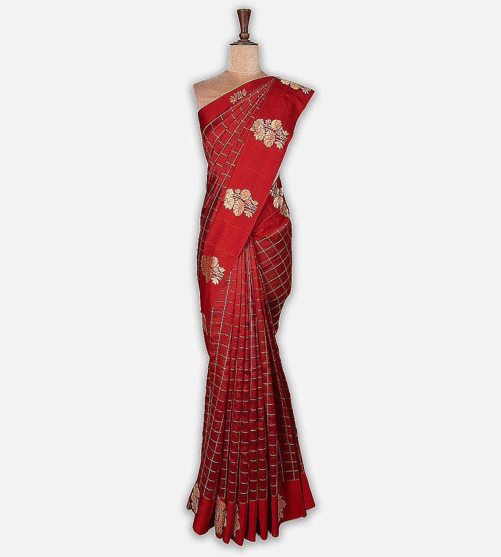 Maroon Banarasi Kattan Silk Saree