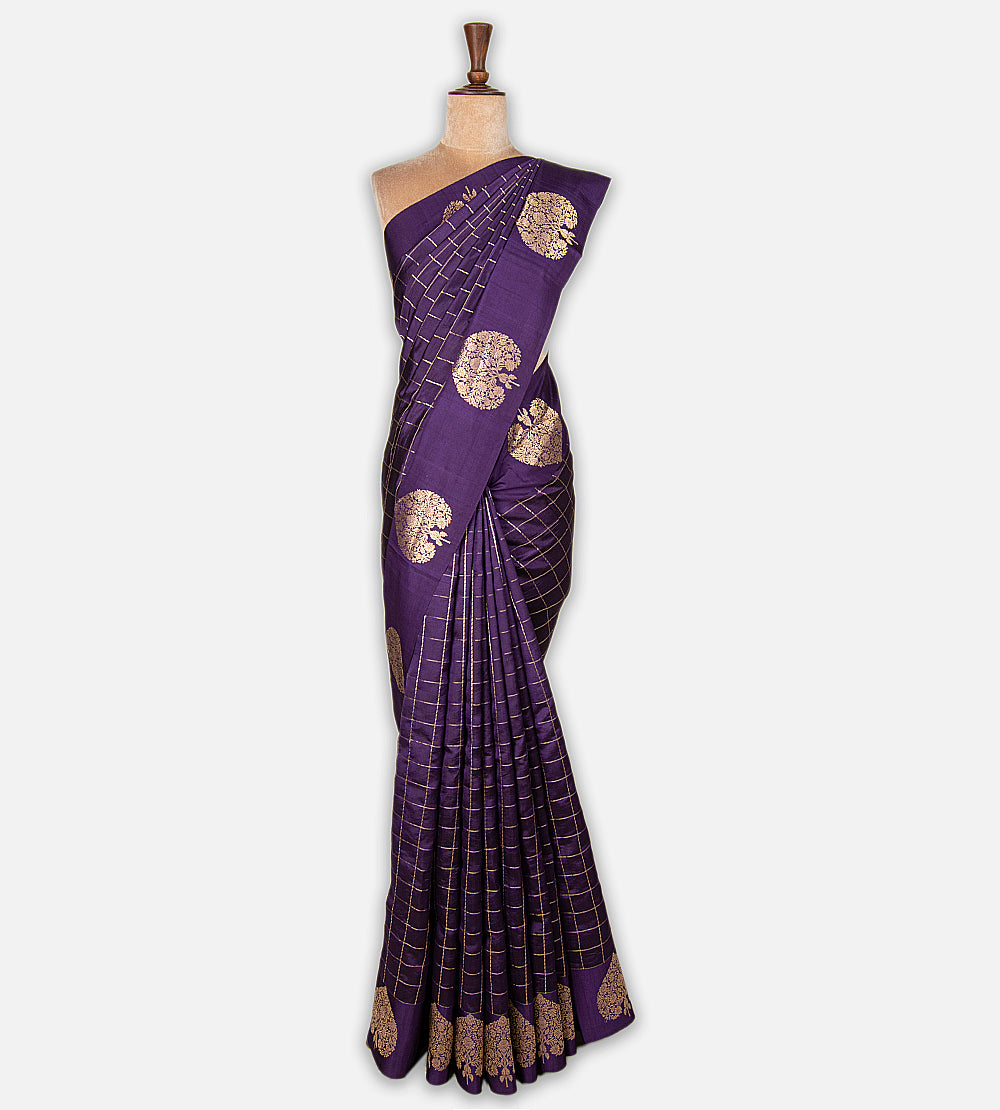 Purple Banarasi Kattan Silk Saree