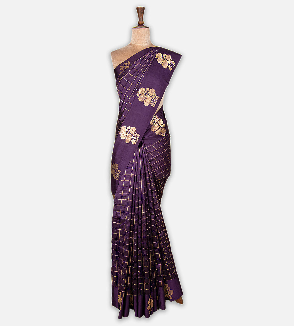 Purple Banarasi Kattan Silk Saree