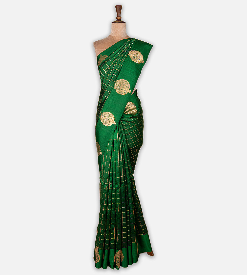 Green Banarasi Kattan Silk Saree