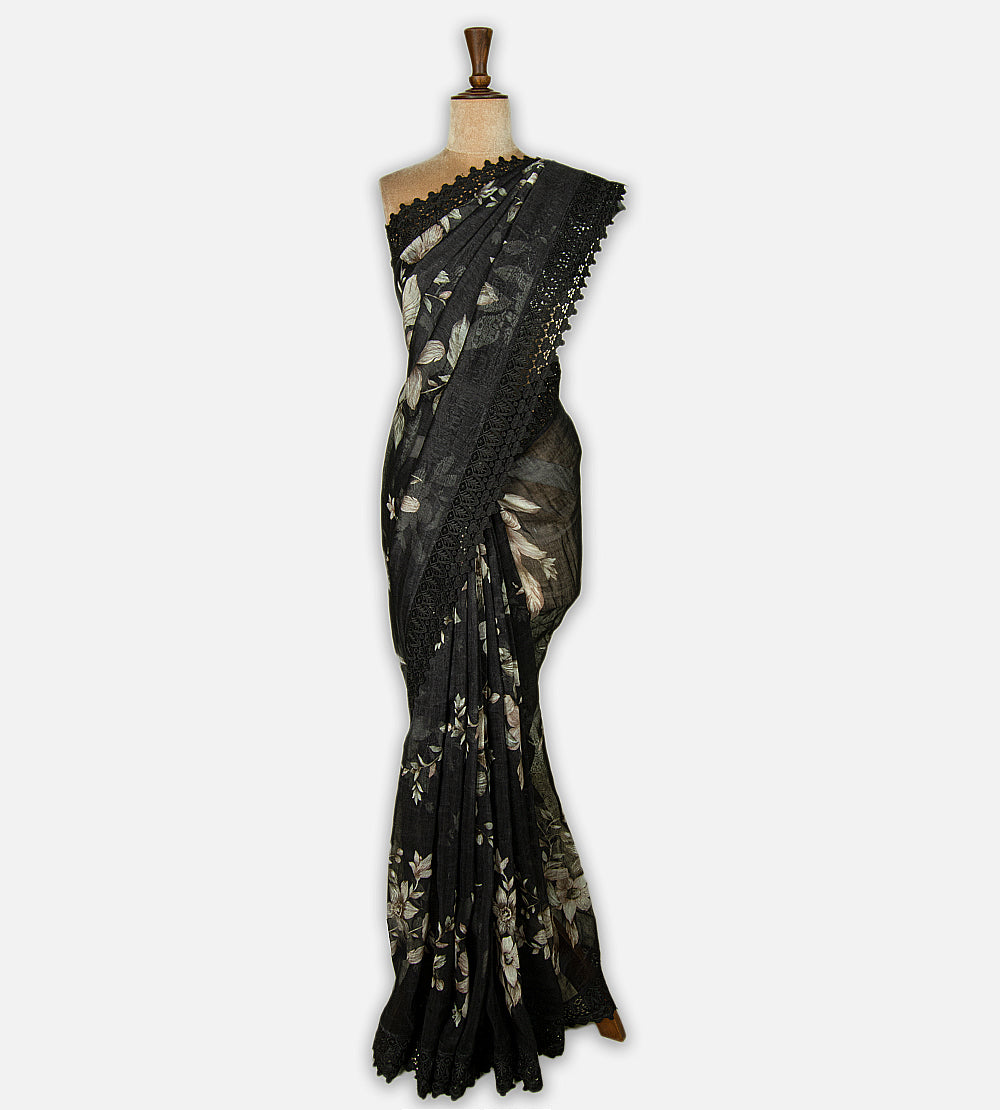 Black Linen Saree