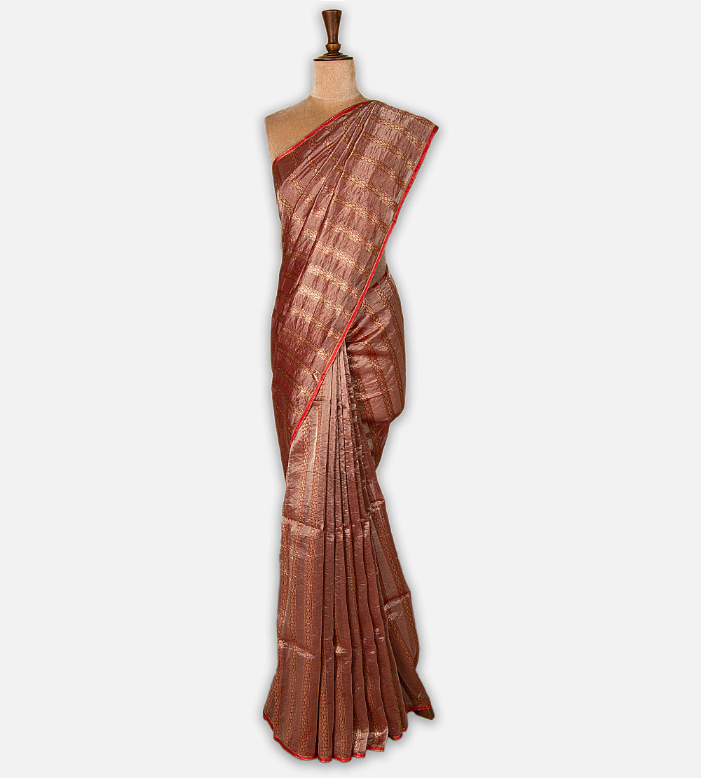 Rose Gold Tussar Organza Saree