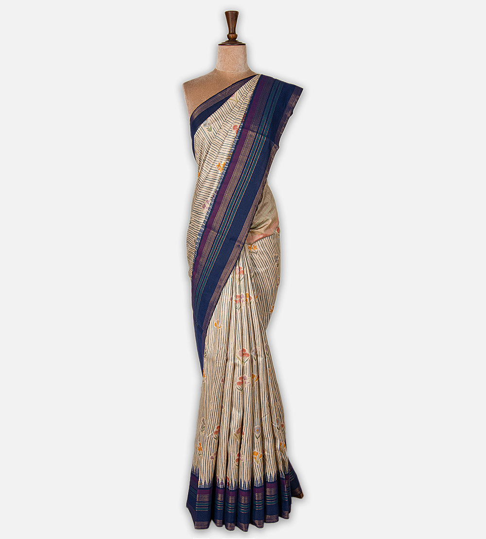 Off-White Tussar Saree