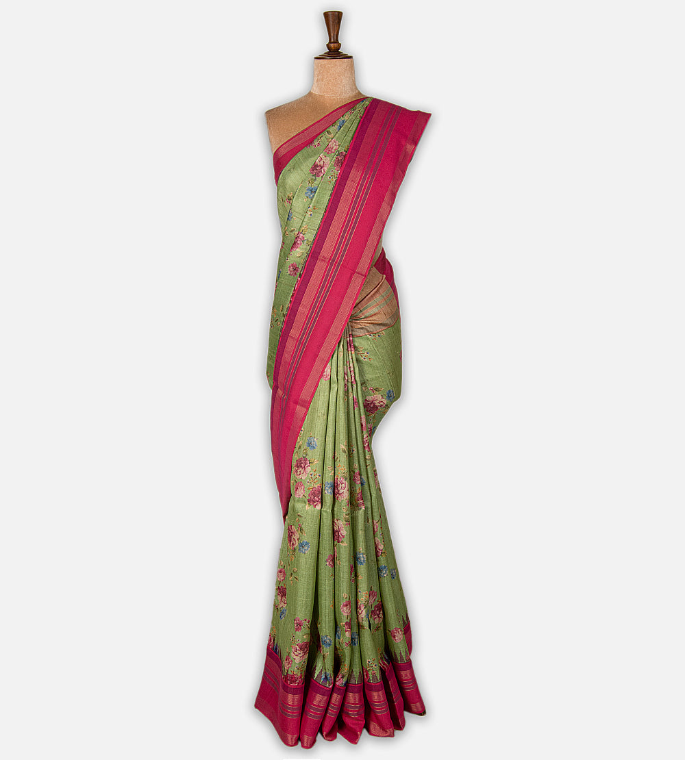 Green Tussar Saree