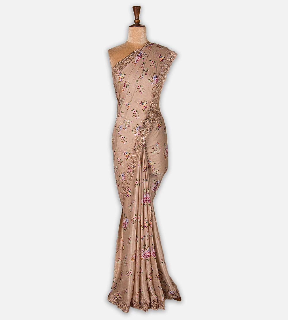 Muted Blush Beige Chiffon Saree