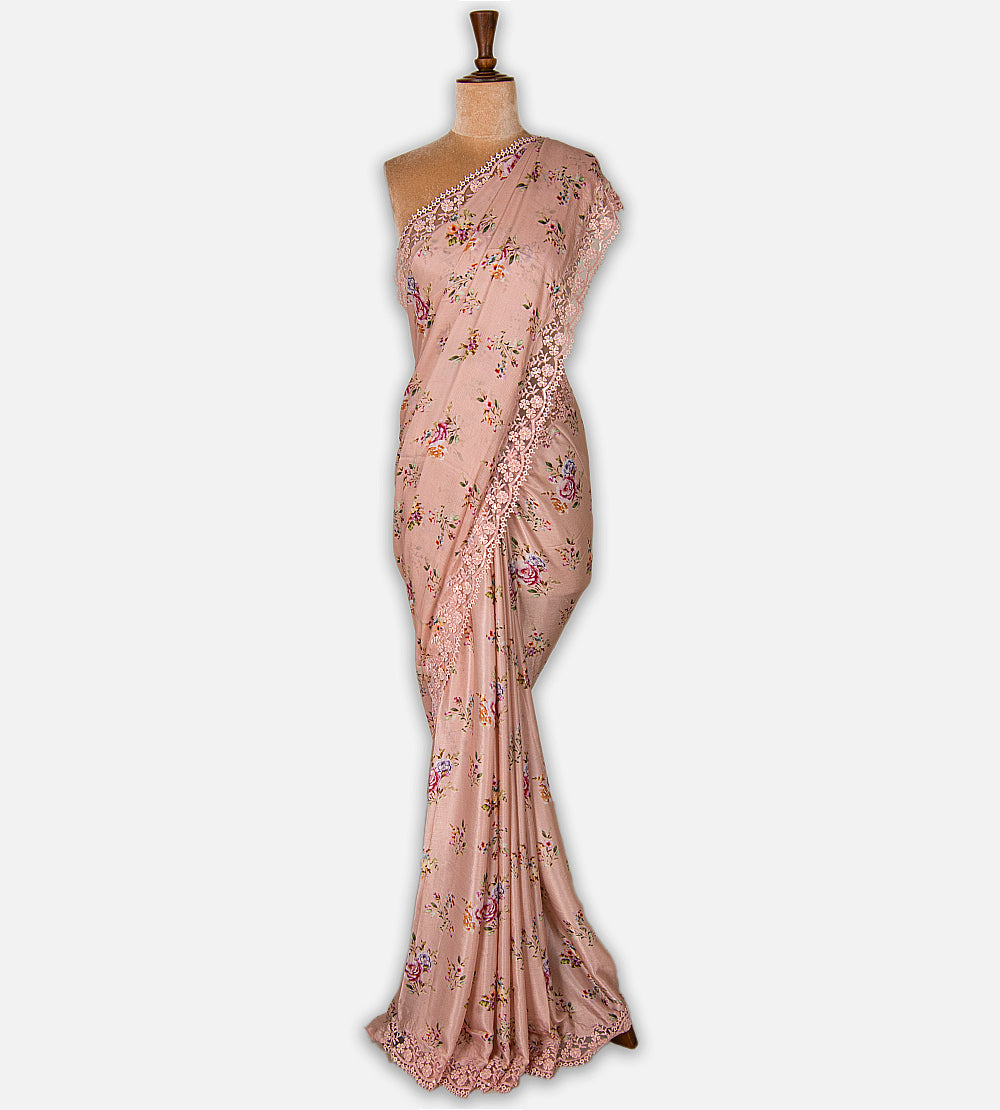 Light Peach Chiffon Saree