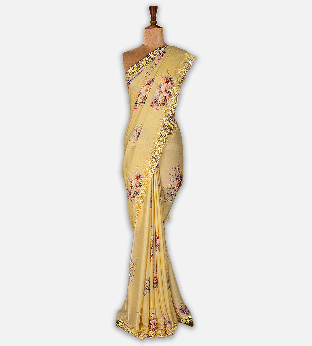 Yellow Chiffon Saree