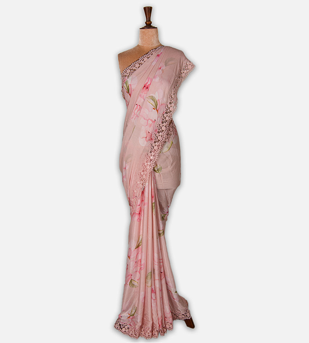 Pastel Pink Chiffon Saree