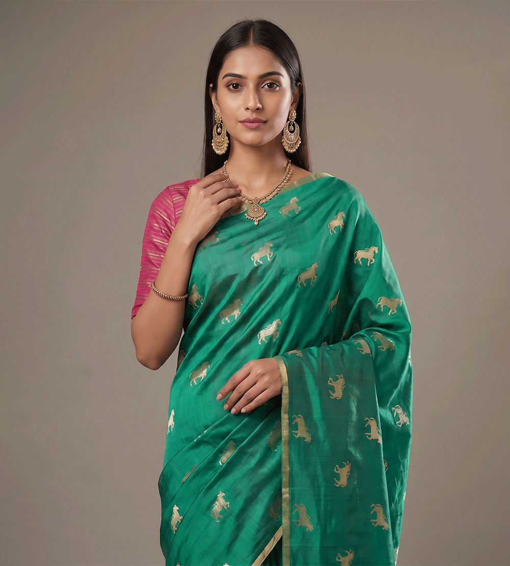 Green Chaniya Silk Saree
