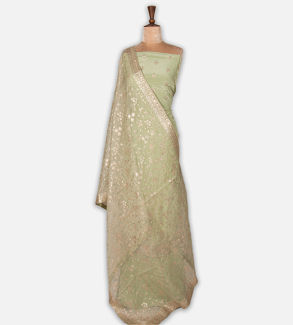 Pastel Green Banarasi Crepe Salwar